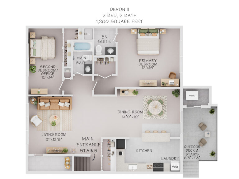 Devon II 2 bedroom 2 bathroom 1,200 square feet