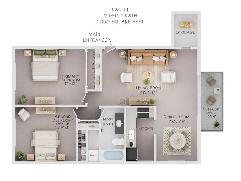 Paoli II 2 bedroom 1 bathroom 1,050 square feet